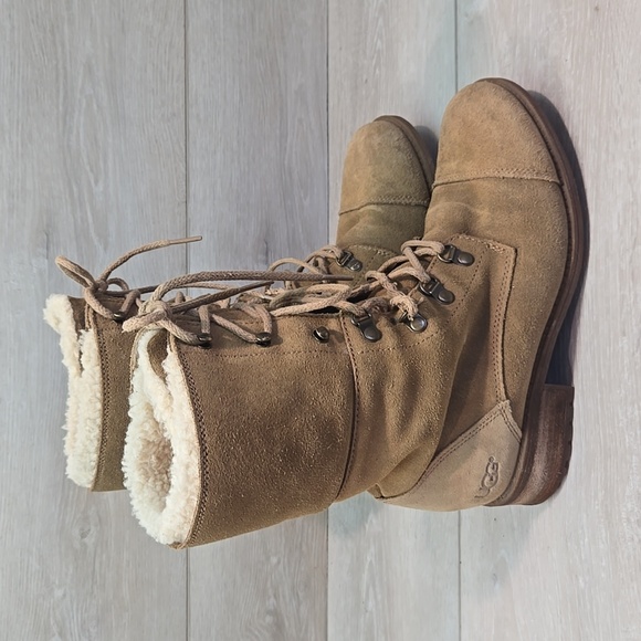 UGG Australia Women's Lace-Up Tan Military Style Boots Shoes Sz 7 - Picture 2 of 14